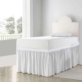 White - Dorm Room Twin XL Bed Skirt - College Dorm Bed Skirt - Long/Extra Long with Reguler Fit and Soft - Elegant Design 100% Microfiber - Twin XL 36" Drop