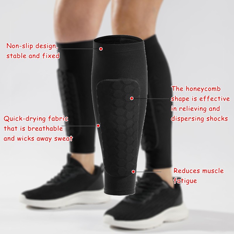 1pair Shindefender Shin Guards,Shindefender Compression Sleeve with Honeycomb Pads,Antislip Collision