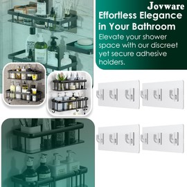 Jovware Shower Caddy Adhesive Replacement Stickers for Organizer and Shelf, Bathroom Strips 4 Pack