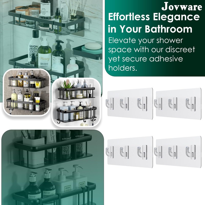 Jovware Shower Caddy Adhesive Replacement Stickers for Organizer and Shelf,