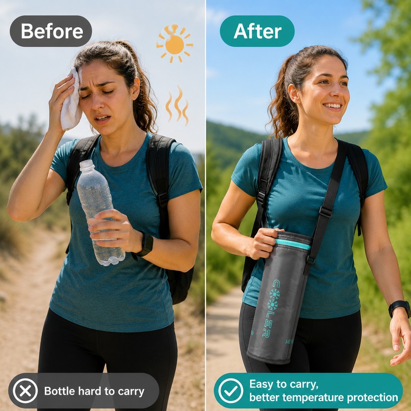 Portable Insulated Water Bottle Carrier Bag for Travel & Sports