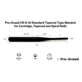 Pro-Graad CR-9-12 12” Porting Mandrel Extra Shank Length Cartridge and Spiral Roll Mandrel, 1/8" Pilot Diameter x 1" Pilot Length, 12" Overall Length, 1/4" Shank Diameter x 10-1/4" Shank Length
