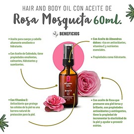 OLEUM VITAE Hair and Body Oil. Aceite Hidratante para Cabello y Cuerpo Rosa. Con Aceite Esencial de Rosa Mosqueta. 60ml