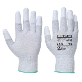 Portwest A198 Antistatic PU Fingertip Glove Gray, XX-Large,Grey