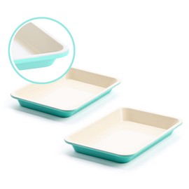GreenLife Healthy Ceramic Nonstick, 13" x 9" Quarter Cookie Sheet Baking Pan Set, PFAS-Free, Turquoise