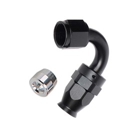 120 Degree Fuel Line 8AN 3/4-16 Female to -8 AN PTFE Teflon Hose End Fitting Connector Swivel Seal Billet Aluminum Black Anodized