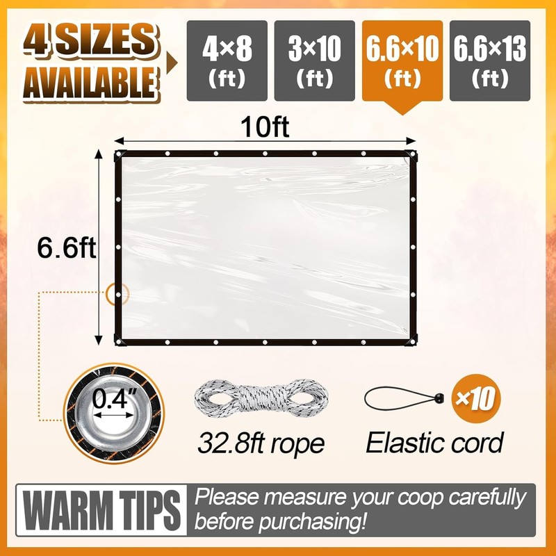 Thrseely 6.6x10Ft Chicken Coop Cover for Rain - Waterproof Durable