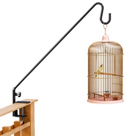 Idzo Deck Bird Feeder Hanger for Railing, 28inch Deck Hook for Bird Feeder Pole, Durable 3 Layers Powder Coated & Sturdy 1 Piece Solid Steel Construction for Hanging Decorations, 360 Degree Rotation