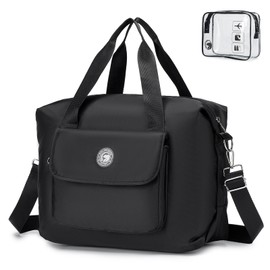 SPAHER Foldable Duffle Bag, Travel Bag, Hand Luggage, 40 x 30 x 20 cm, Wizzair Vueling Volotea Hand Luggage Handbags, Waterproof Organiser, Travel Luggage, Suitcase Bag, 25 L, black, travel bag