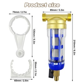 360 Degree High Pressure Backwash Filter, Reusable Spin-Down Sediment Water Filter, Tap Water Filter, House Water Filter for Well Water Hose Sediment Filter (Blue)