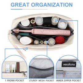 MOCOCITO Kulturbeutel für Herren Damen, Reise, Kulturtasche, Kosmetiktasche, Kulturbeutel mit Tragegriff, Waschtasche 24x14x7cm(Weiß)