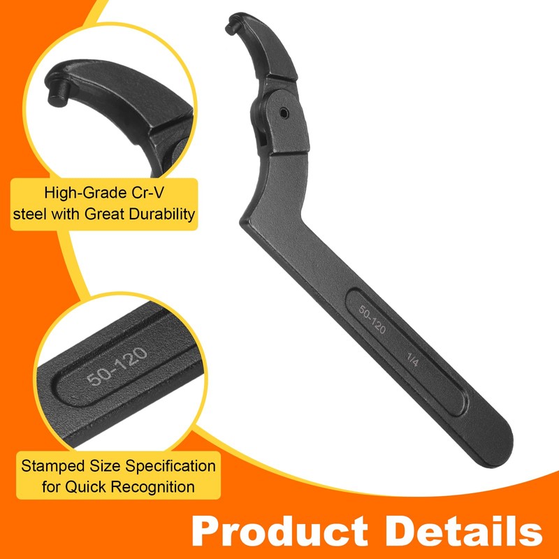 sourcing map C Hook Spanner Wrench, 2 to 4-3/4 inches