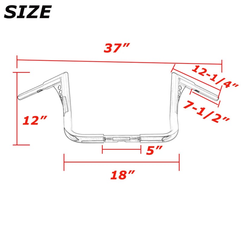 MPP 12" Rise Ape Hangers Handlebar For Harley Touring Road