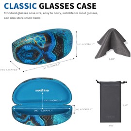 molshine Hard Shell Sunglasses Case, Large Glasses Case for Men and Women, Oversized Sunglasses, cyan seabed
