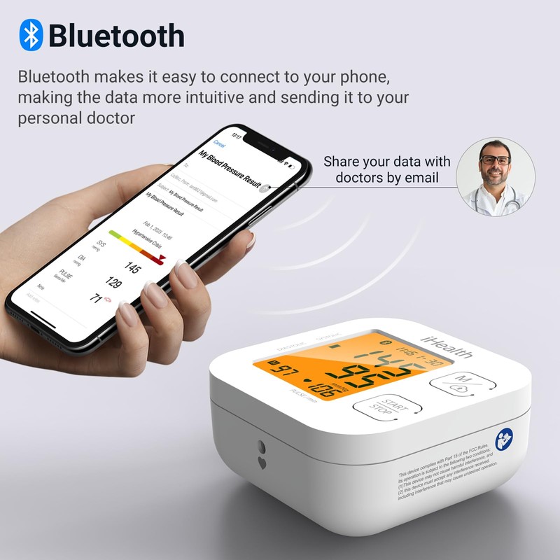 iHealth Track Smart Upper Arm Blood Pressure Monitor with Wide