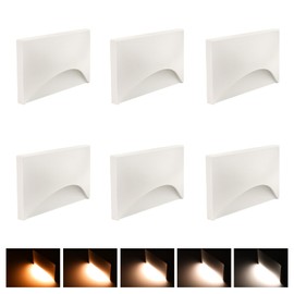 ZestPatio 120V Stair Lights Indoor, 3W 5CCT Dimmable LED Stairway Lights Indoor Outdoor for Stairs Steps Decks, IP65 Waterproof, ETL, Aluminum, White, Pack of 6