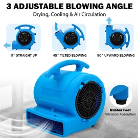 MOUNTO 1/4hp 1000CFM 2 Speed Air Mover Carpet Dryer Floor Fan Cooling Fan (Blue)