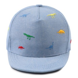 PEECABE Kids Baseball Hat Novelty Flat Brim Toddler Sun Hat Boys Girls Trucker Cap Spring Summer (Dinosaur Sky Blue, 4-8 Years)