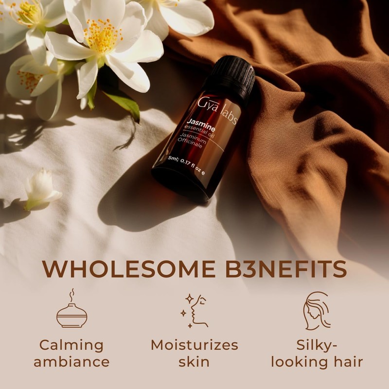 Gya Labs Jasmine Essential Oil for Diffuser - 0.17 Fl