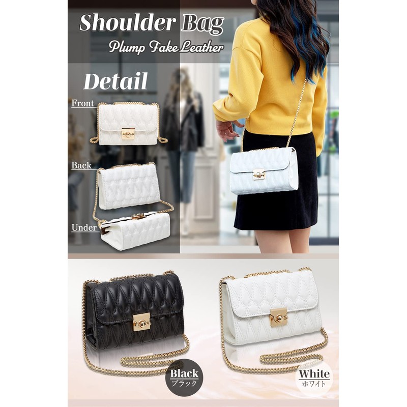 T.Y.ryanryan Women's Shoulder Bag, Cross-body Shaped, Small, Chain, PU Leather,