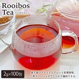 Iris Plaza Rooibos Tea Tea Bag, 0.07 oz (2 g) x 100 Packs, 7.1 oz (200 g), Triangle Tea Bag, Zipper Bag