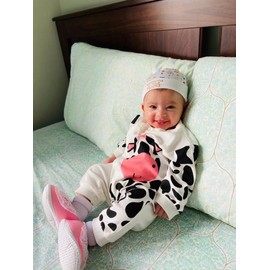 Zoputey Baby Boy Romper Cow Print One Piece Outfit Set Infant Baby Cute Bodysuit, White, 0-3 Months