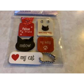 JOANN CRAFT ESSENTIALS ACRYLIC STICKER TAGS KEY CHAINS CAT SILHOUETTE MEOW
