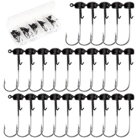 Bombrooster Mushroom Jig Heads 25 Pack -Finesse Ned Rig Jigs Hooks for Bass Fishing, Weedless Fishing Hooks 1/4oz 3/16oz 1/8oz