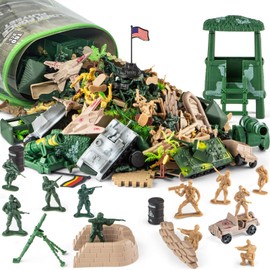 Army Men Toys for Boys 8-12, Military Soldier Army Base 160 Pcs Set Including WW2 Khaki Green Plastic Army Men Figure and Accessories for Kid Boy Toddler Age 6-12 8-12