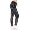 Leggings Depot JGA-Q655-M Checkered Black Print Jogger Pants w/Pockets, Medium