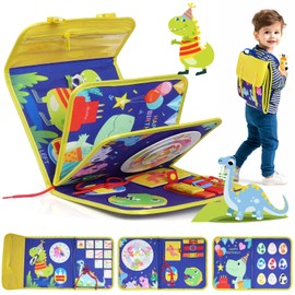 INKLAB Backpack Busy Board, Busy Book for Toddlers 1-3, Toddler Busy Board Ages 1-3, Montessori Busy Board for Toddlers 1-3, Preschool Learning Activities, Birthday Gifts for Girls