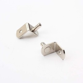 30 Pieces 5mm Bracket Style Cabinet Shelf Pins with Hole 3.84mm Hole Shelf Support Pegs L-Shaped Hardware Heavy Duty Shelf Support Pins for Kitchen Cabinet Furniture Book Shelves, Silver-Tone