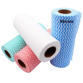 Abcsea 2 Wipes on Roll, Kitchen Wipes, Cleaning Cloth, Washable Microfibre, Cleaning Cloth (Red and Blue)