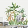 Runtoo Tropical Jungle Animal Wall Decals Giraffe Elephant Plants Wall
