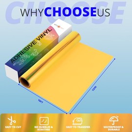 HTVRONT Holographic Yellow Permanent Vinyl, Yellow to Green Holographic Vinyl for Cricut - 12" x 10 FT Adhesive Vinyl Roll for Cricut, Silhouette, Cameo Cutters, Signs, Scrapbooking, Craft