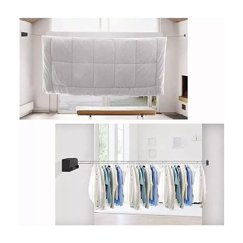 DIJIA Tendederos Plegables Tendedero Retráctil De Pared 2 Líneas