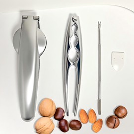 MmmLucipor Nutcracker Chestnut Clip, High-Quality Nut Cracker, Multifunctional Chestnut Tongs, Nutcracker Walnuts, Stainless Steel Chestnut Cutter for All Types of Nuts, Seafood