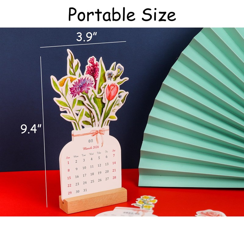2026 Creative Flower Desk Calendar, Vase Shaped New Year Monthly