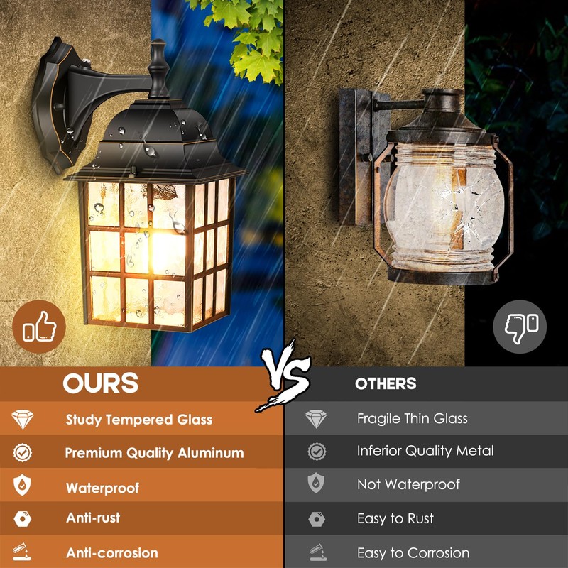 Dusk to Dawn Outdoor Wall Light Fixture, Waterproof Exterior Wall