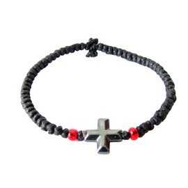 IconsGr Handmade Christian Orthodox Komboskoini Chotki Prayer Rope Bracelet Black Murano Glass 2