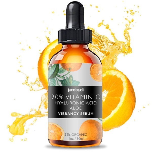 Vitamin C Serum - Top Influencer - Organic & Vegan - Packed With Hyaluronic Acid, Aloe, Jojoba Oil, Vitamin E & more - Good for Acne, Anti Wrinkle, Anti Aging, Fades Age Spots & Sun Damage