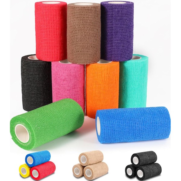 AZEN AZEN 9 Pack Self Adhesive Bandage Wrap, 4" X