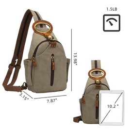 KouLi Buir Canvas Sling bag,Small Crossbody Backpack,Convertible Chest Bag Casual Daypack For Outdoor Cycling Hiking Travel (B3610-Olive Green-N)