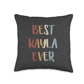 Best Kayla Ever Retro Vintage Name Gift Dark Heather Gray Throw Pillow
