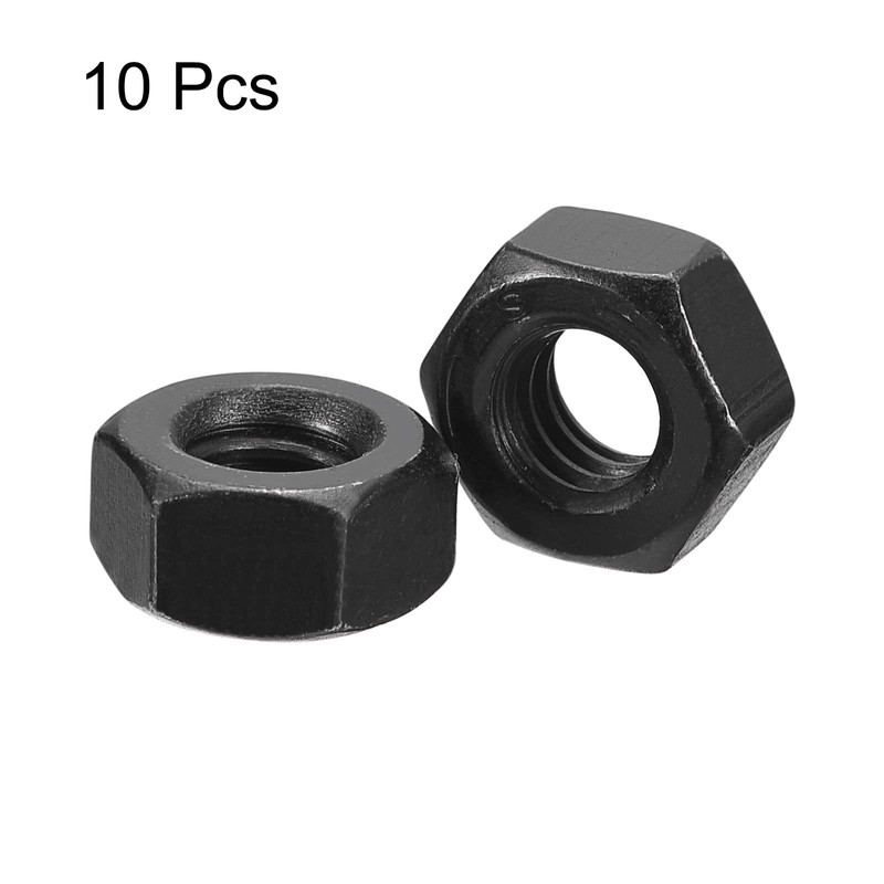sourcing map 1/4-20 Hex Nuts, Carbon Steel Grade 8.8 Black