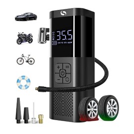 Portable Cordless Tire Inflator with LED Light and Gauge