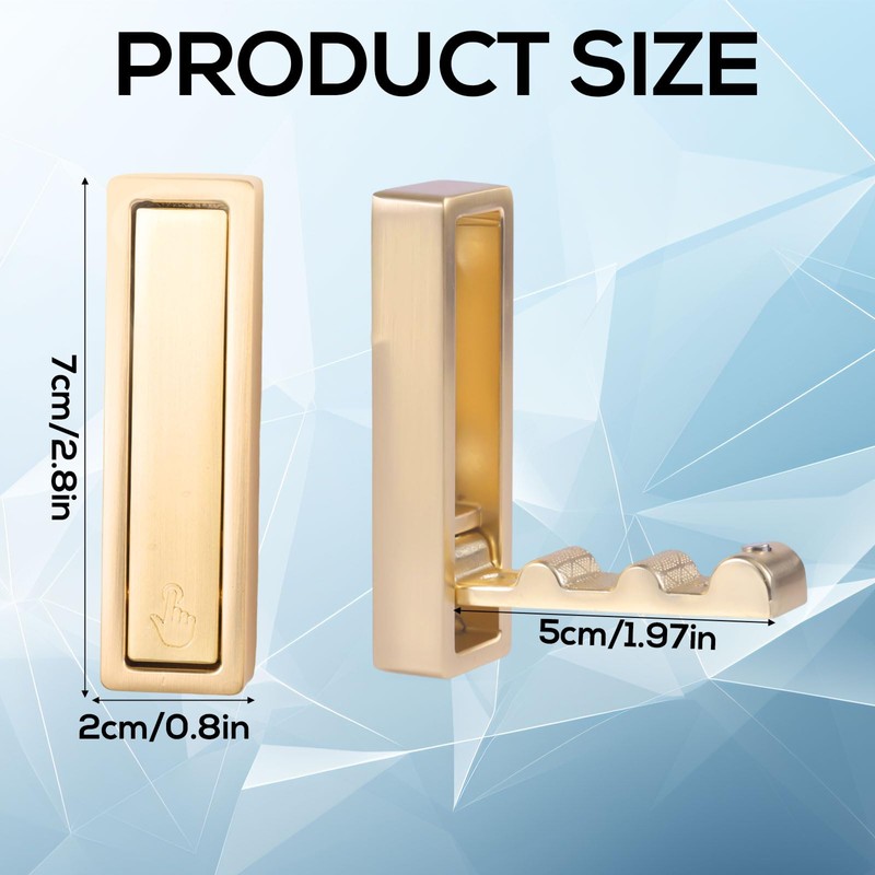 BOXOB 2 Pcs Foldable Gold Wall Hooks, Heavy Duty Brushed