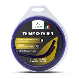 LERAVA® Grass Trimmer Line 3.0 mm - Diameter 3.0 mm x 15 m - Nylon Mowing Line with Fibreglass Reinforcement - Robust and Durable Trimmer Line - 100% Made in Italy
