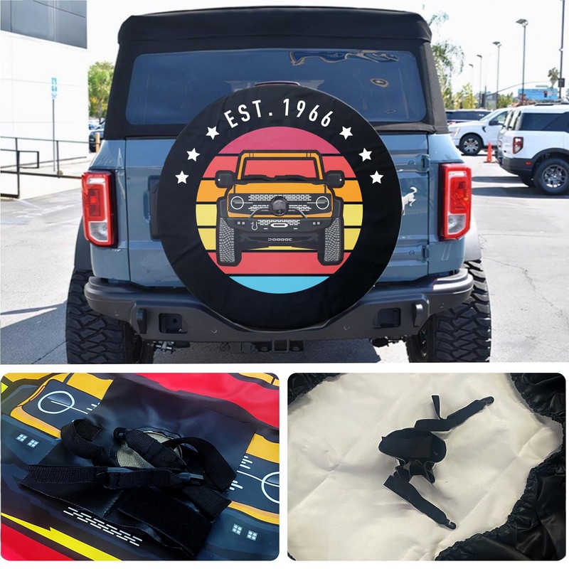 Compatible with Ford Bronco Spare Tire Cover, Digitally Printed Custom