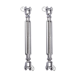 Jaw & Jaw Turnbuckle, Sunxer Tool Turnbuckles 304 Stainless Steel Heavy Duty Adjustable Tensioner for Cable Tensioning Shade Sails Tractor 1100 lbs Load (1/2" (M12)-2pcs)